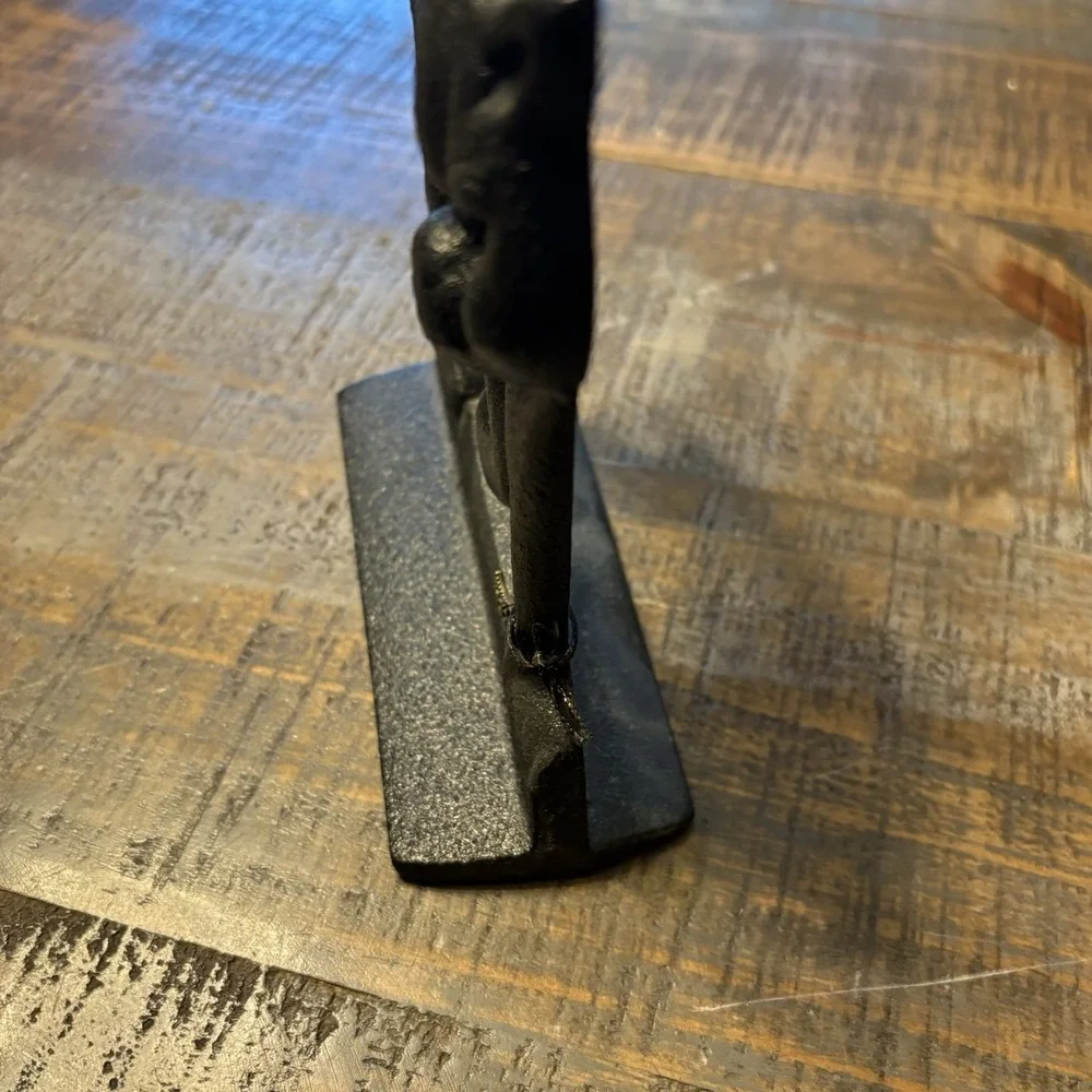 Vintage Cast Iron Door Stop Black Cat Spooky Feline Heavy 11